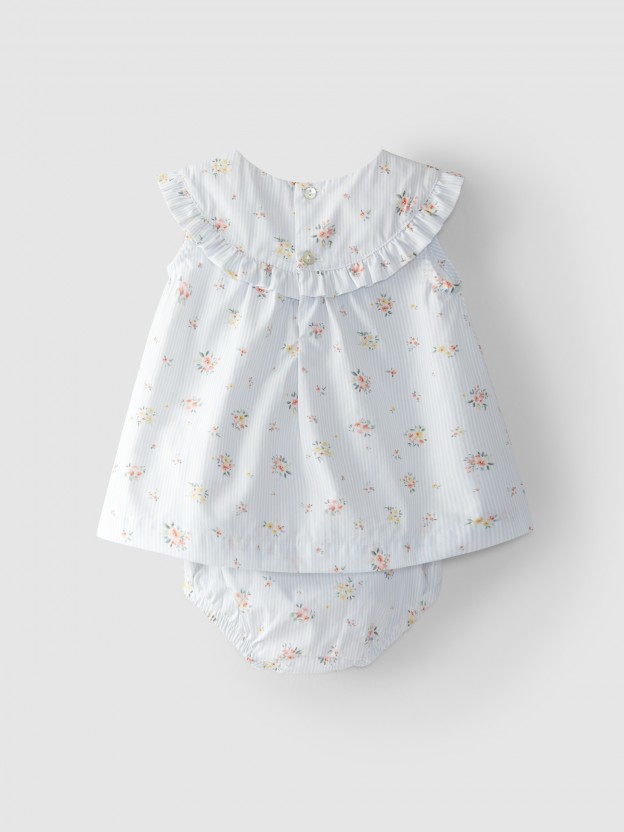 Dress with striped diaper cover with flowers