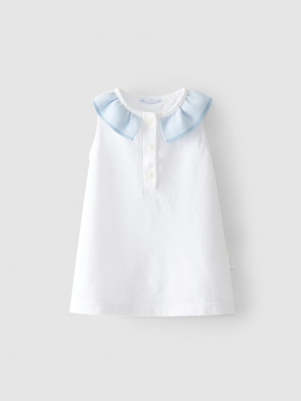 Pique dress with ruffled collar