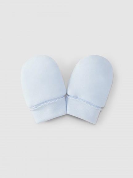 Guantes lisos con acabado de efecto bordado