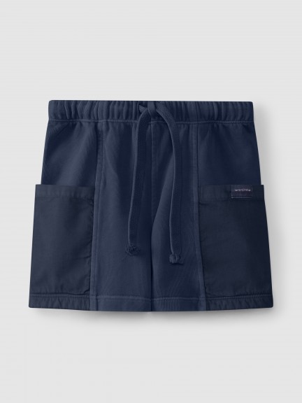 Pantalones cortos en felpa con bolsillos de tela