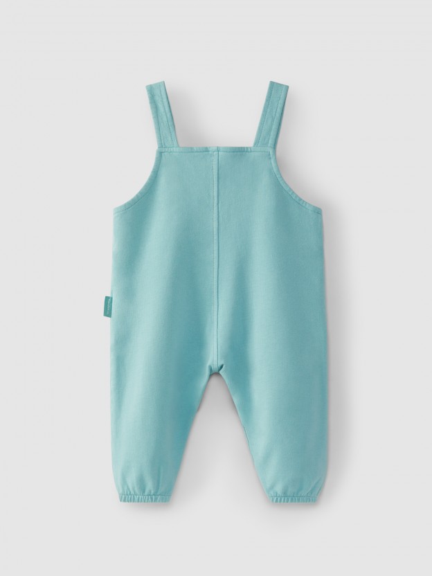 Plush fabric dungarees with pockets