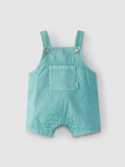 Twill dungaree shorts with pocket