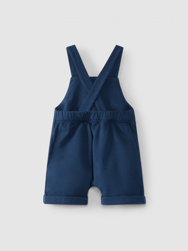 Cotton dungaree shorts with pocket