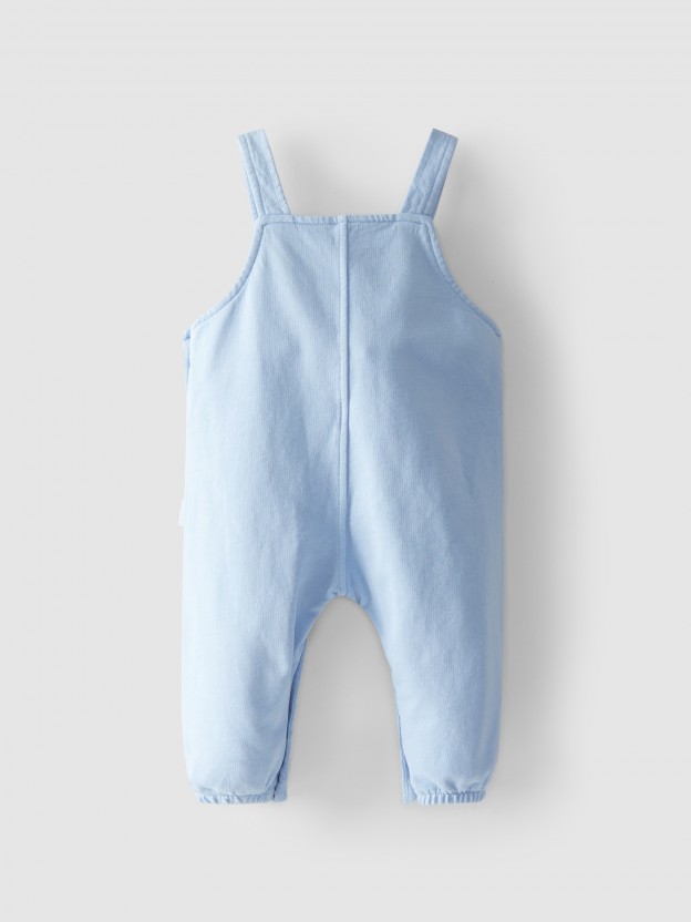 Plush fabric dungarees with pockets