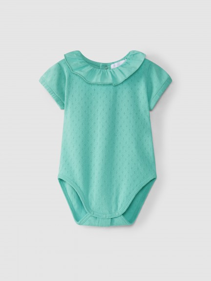 Bodysuit ajour with ruffled collar
