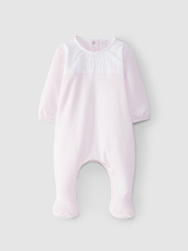 Babygrow with embroidered honeycombs