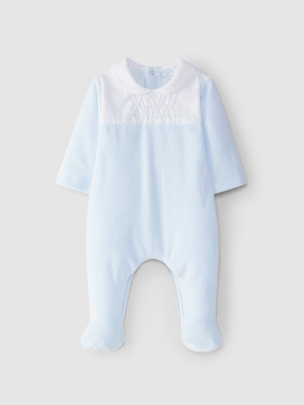 Babygrow favos com bordado em veludo