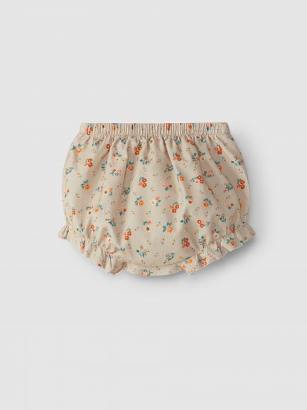Floral micro-corduroy pull-up shorts