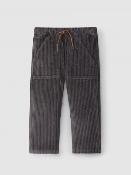 Pantalon en velours côtelé large avec poches