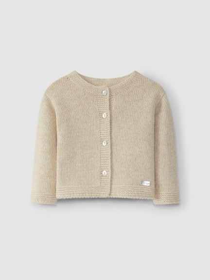 Knitted cardigan round collar