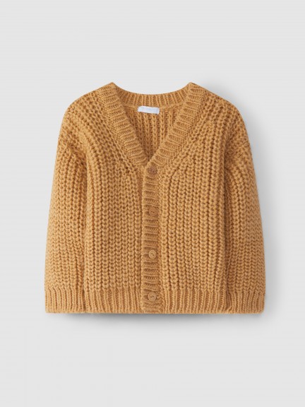 Knitted V-neck cardigan in a loose knit