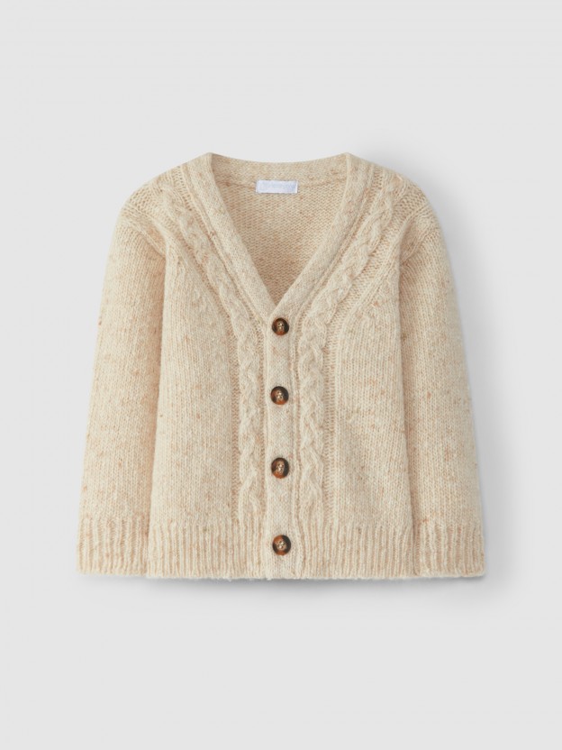 Knitted cardigan with braid detail