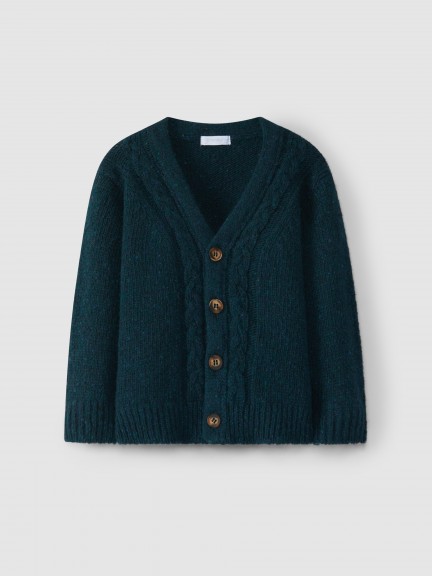 Knitted cardigan with braid detail