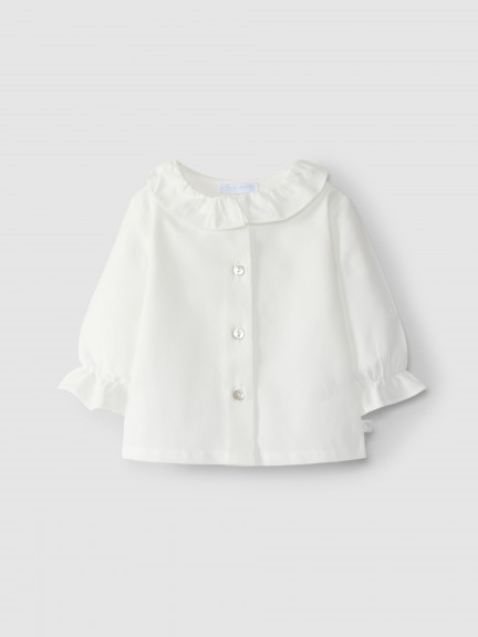 Blouse with ruffled collar