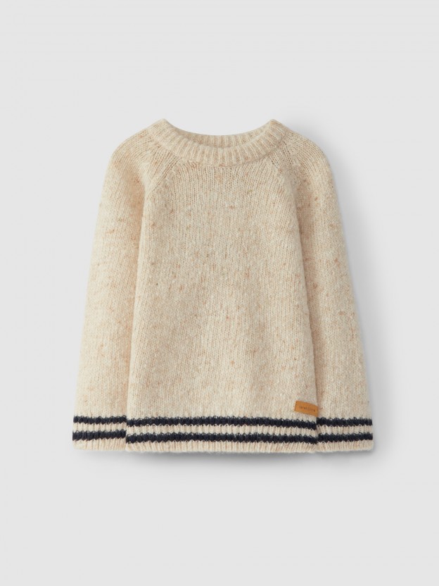Pull tricot avec dtails  rayures