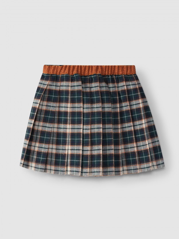 Plaid pull-up skirt