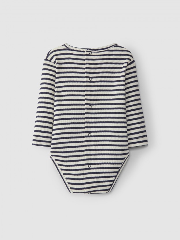 Bodysuit in striped ribbed jersey