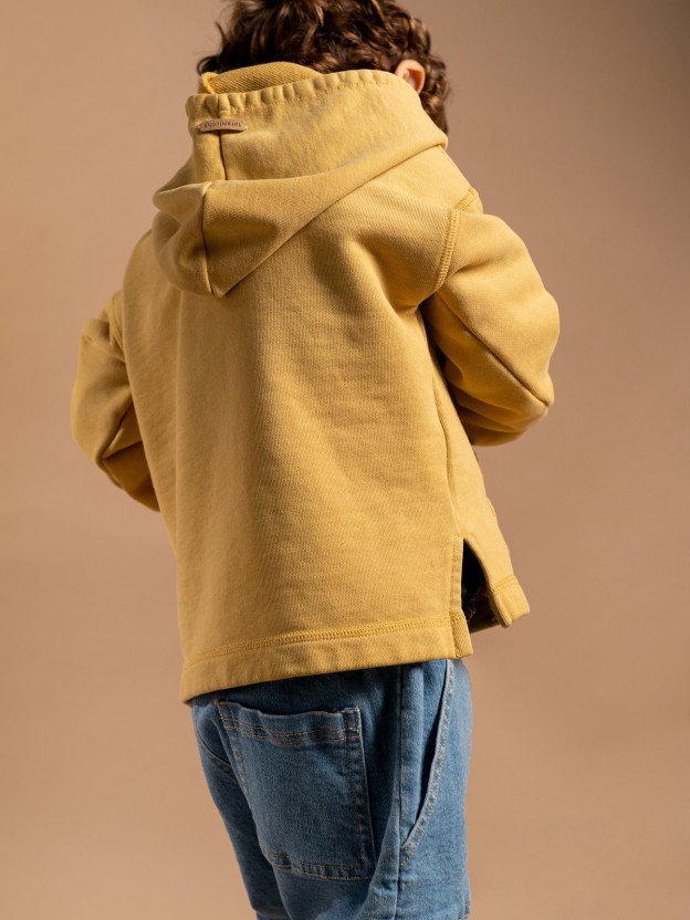 Sweatshirt  capuche avec poche en velours ctel