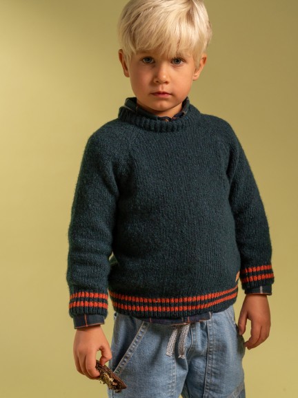 Knitted jumper with striped details