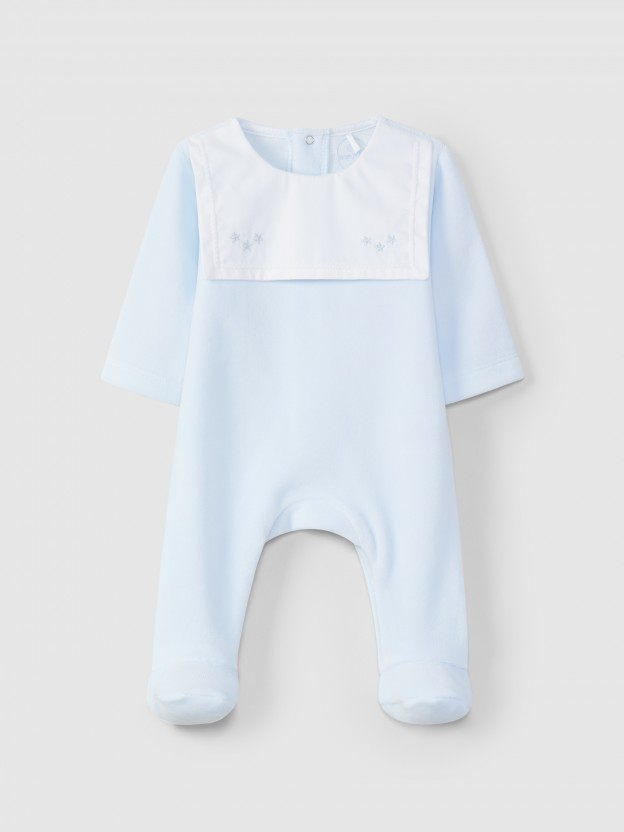 Babygrow en velours avec broderie