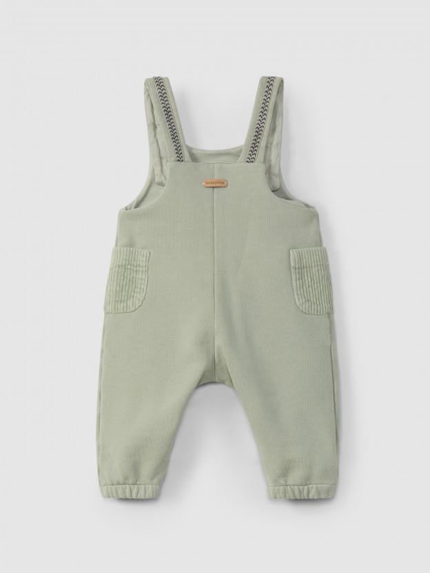 Plush dungarees with pockets