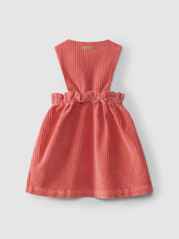 Wide wale corduroy dungaree dress with pockets