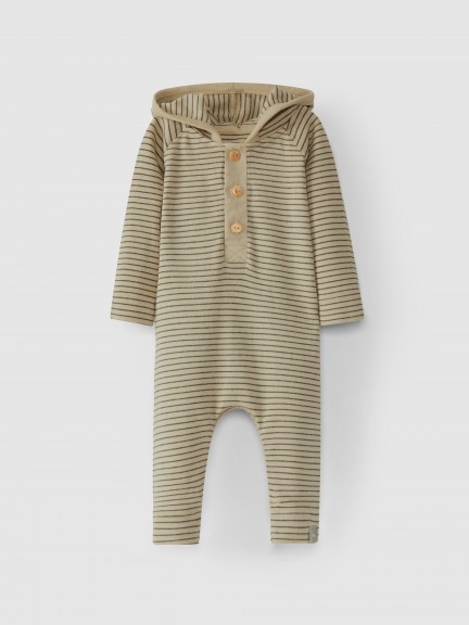 Romper printed with hood organic cotton