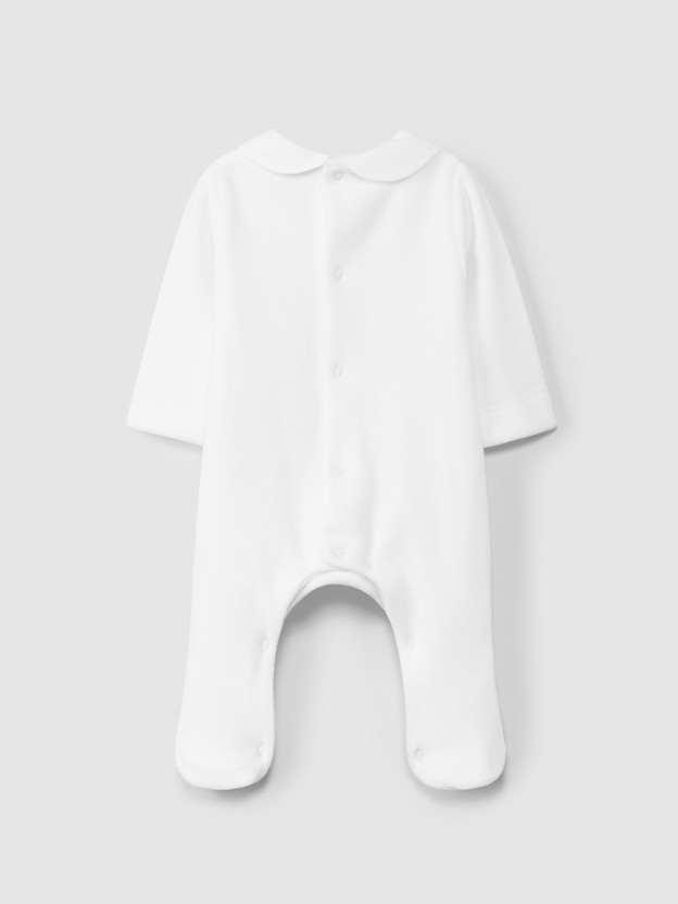 Babygrow favos com bordado em veludo