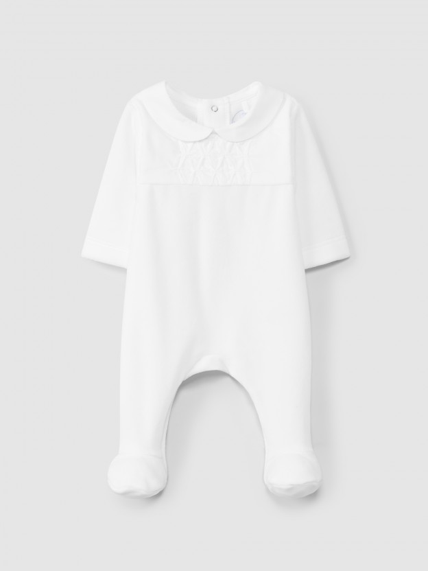 Babygrow nids dabeilles avec broderie en velours