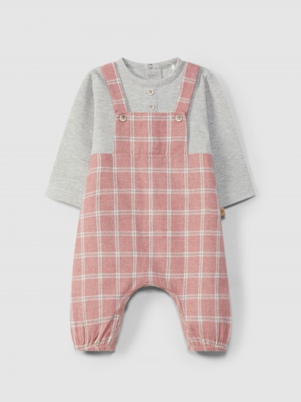 Two-in-one plaid romper