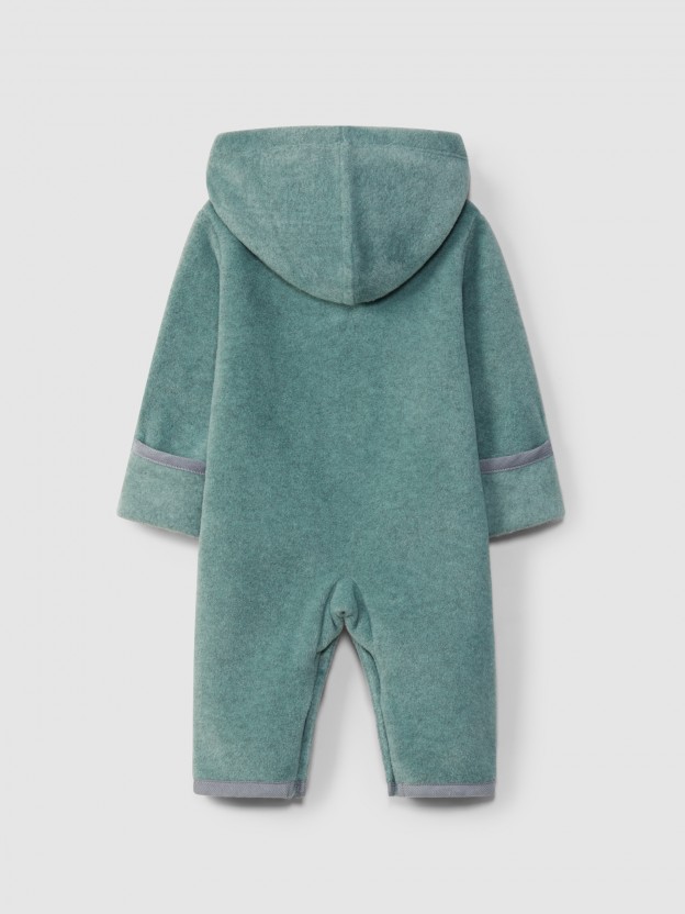 Hooded fleece jumpsuit