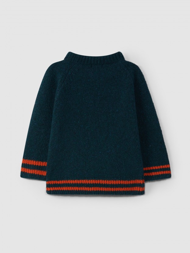 Knitted jumper with striped details