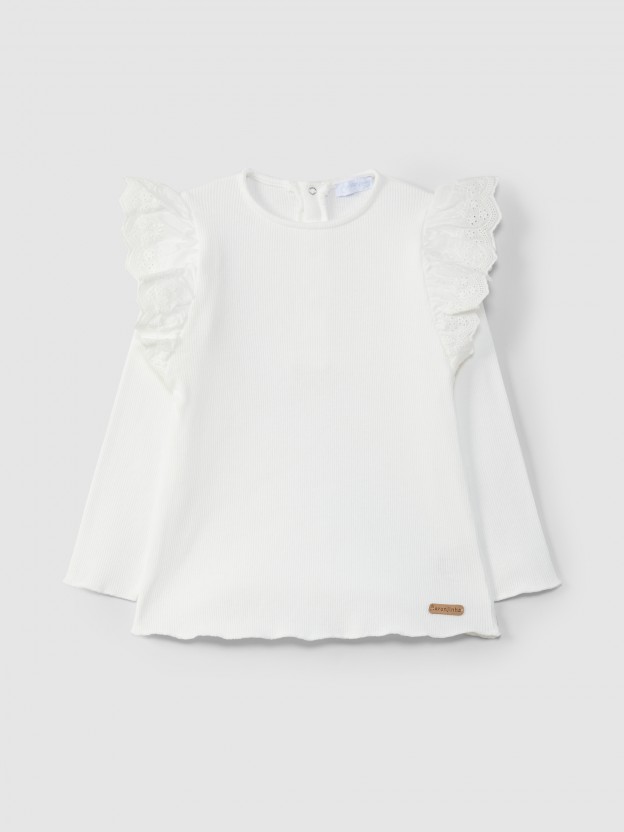 Longsleeve volant broderie anglaise