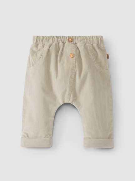 Pull-up micro-corduroy pants