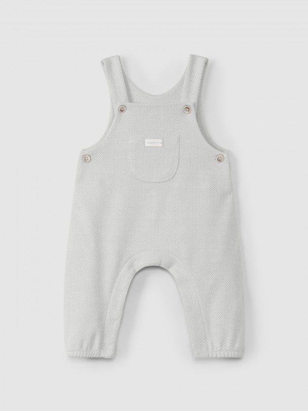 Herringbone knit dungarees