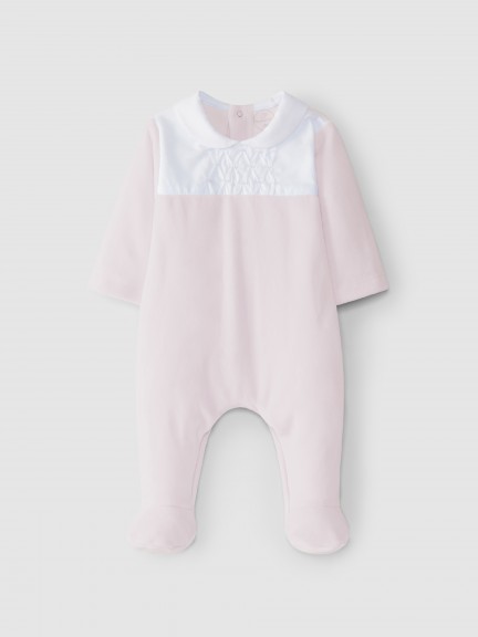 Babygrow favos com bordado em veludo