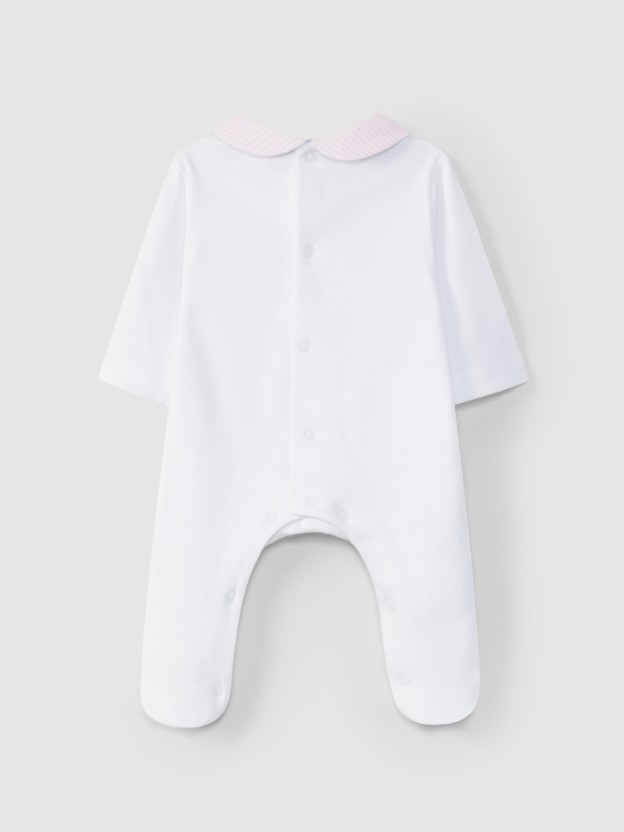 Babygrow striped round collar