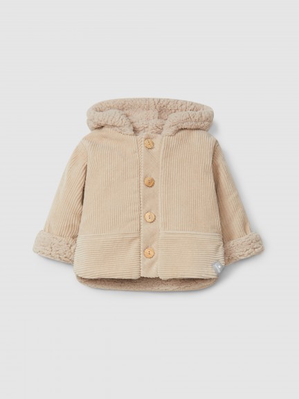 Gilet  capuche en velours en coton biologique