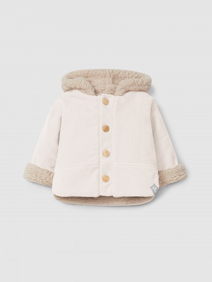 Gilet  capuche en velours en coton biologique