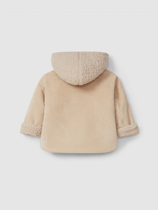 Gilet  capuche en velours en coton biologique