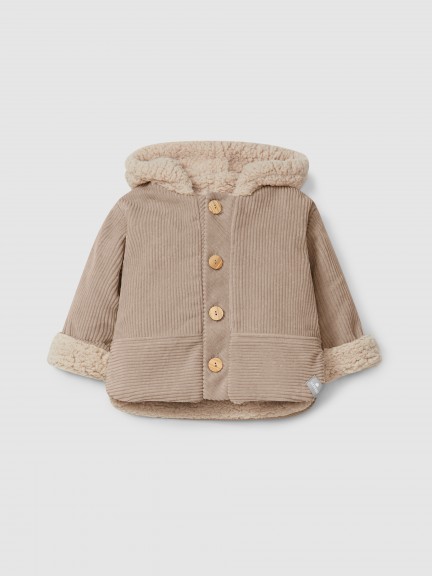 Gilet  capuche en velours en coton biologique