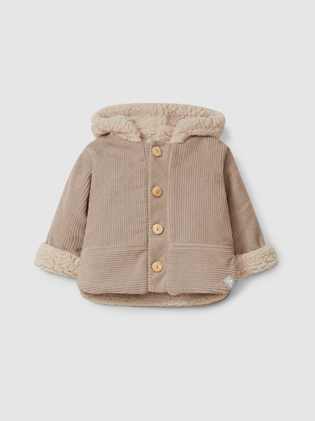 Gilet  capuche en velours en coton biologique