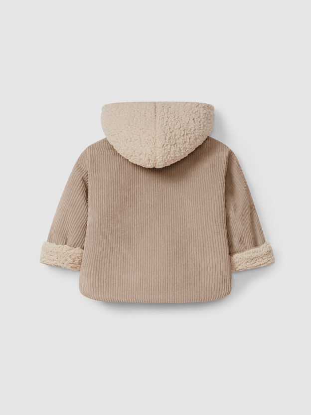 Gilet  capuche en velours en coton biologique