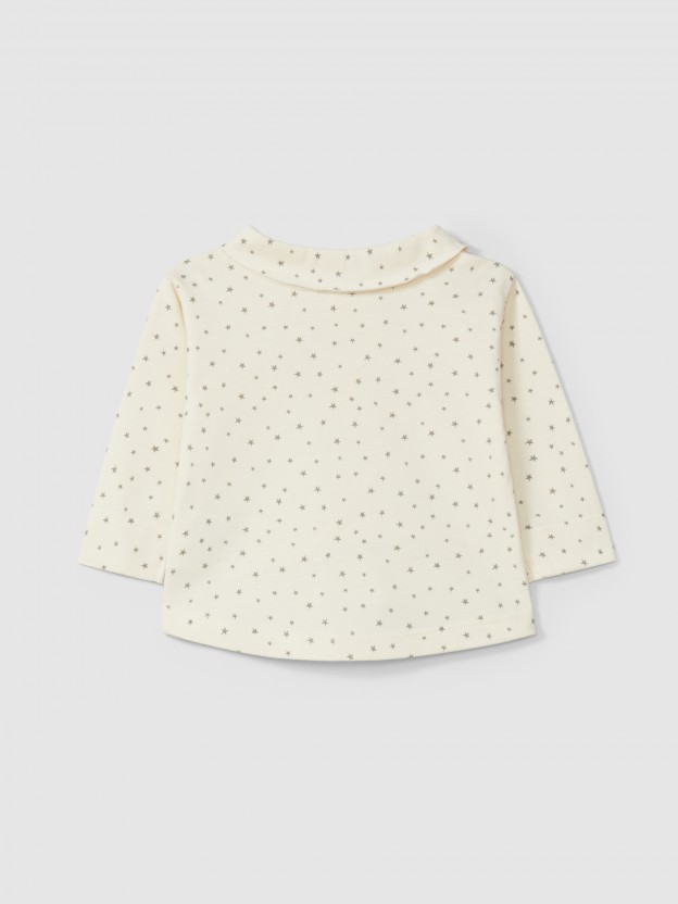 Longsleeve with pointy collar     star print