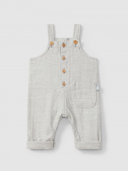 Triple gauze dungarees with pocket