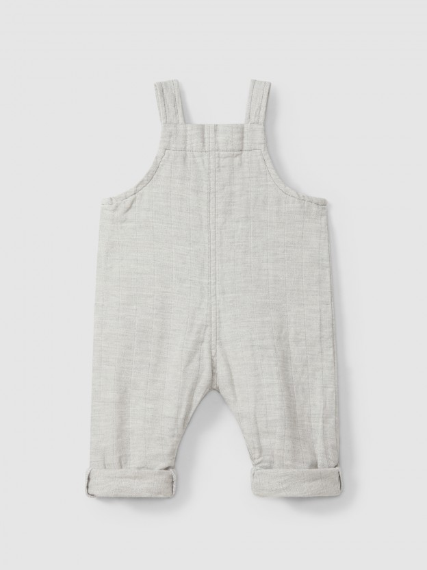 Triple gauze dungarees with pocket