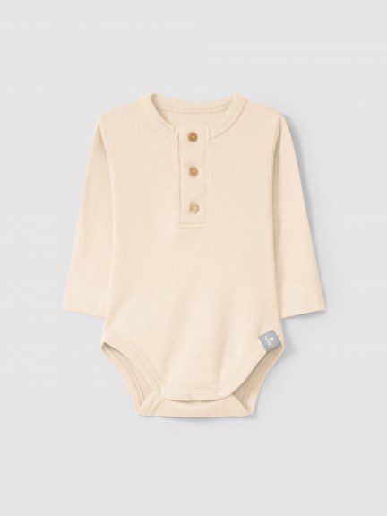 Collarless bodysuit in organic cotton jersey