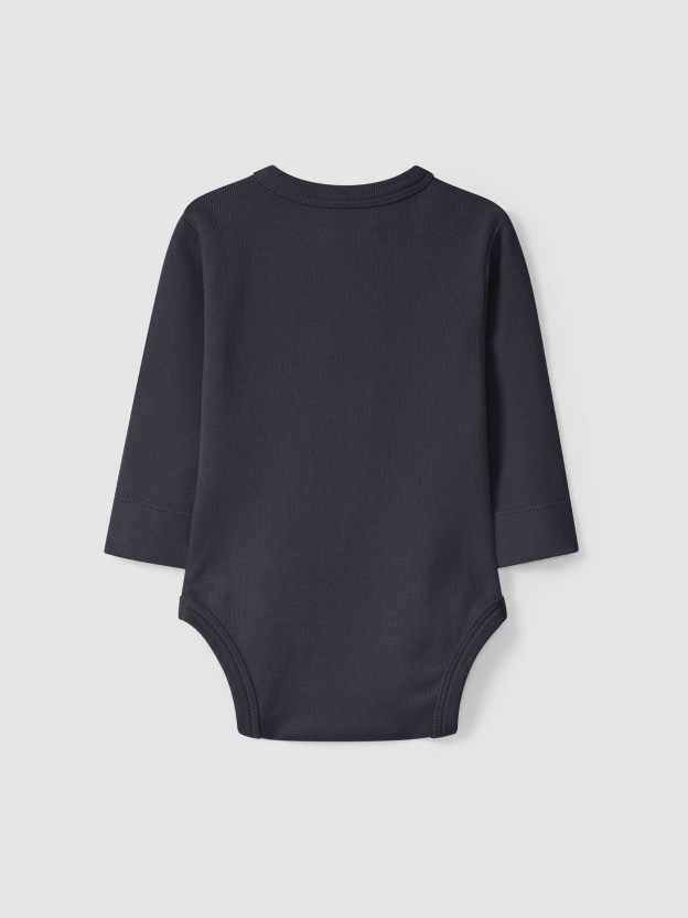 Collarless bodysuit in organic cotton jersey