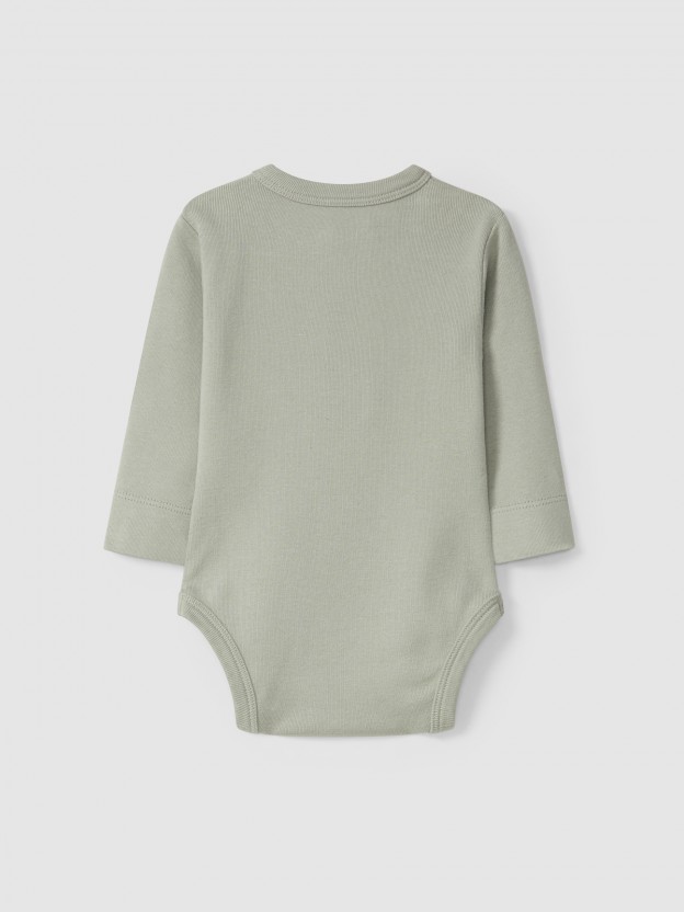 Collarless bodysuit in organic cotton jersey