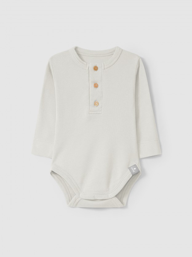 Collarless bodysuit in organic cotton jersey